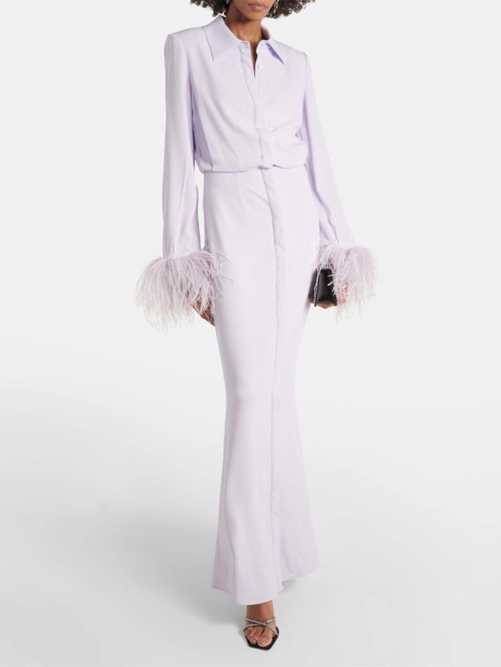 NWOT Roland Mouret Embellished Satin Crêpe Gown in Lavender, Size US 6